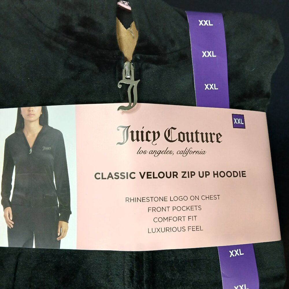 NWT Juicy Couture Classic Black Velour Tracksuit Set (XXL)